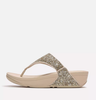 Fitflop Lulu Multi Tonal Glitter Toe Post | Platino