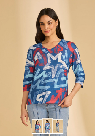 French Dressing Jeans Short Sleeve Round Neck Top | Pop
