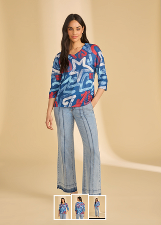 French Dressing Jeans Short Sleeve Round Neck Top | Pop