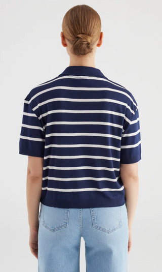 Cup of Joe June Polo Shirt | Ecru + Navy