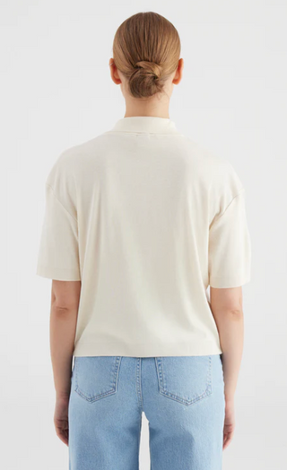 Cup of Joe June Polo Shirt | Ecru + Navy