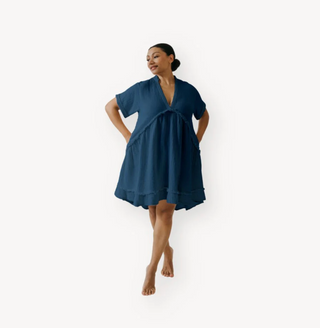 Pokoloko Crinkle Ruffled Dress | Denim
