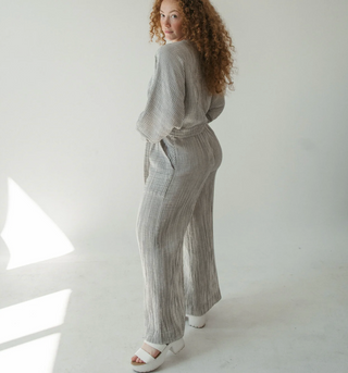 Pokoloko Crinkle Pocket Pants | Charcoal Stripe