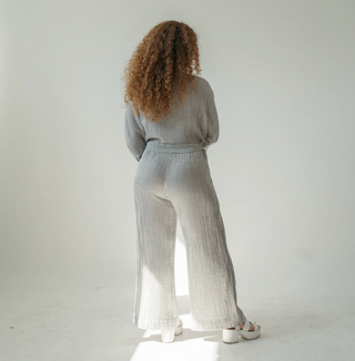 Pokoloko Crinkle Pocket Pants | Charcoal Stripe