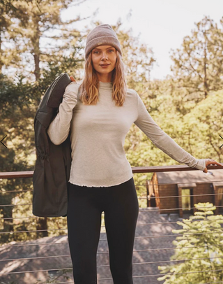 Splendid Bamboo Longsleeve Mockneck | Taupe + Oak