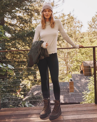 Splendid Bamboo Longsleeve Mockneck | Taupe + Oak