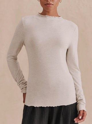 Splendid Bamboo Longsleeve Mockneck | Taupe + Oak