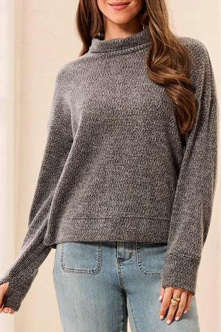 Tribal Funnel Neck Top | Charcoal + Hickory
