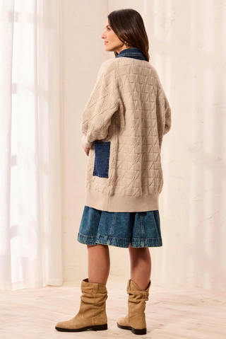 Tribal Chunky Cable Knit Coatigan | Suede