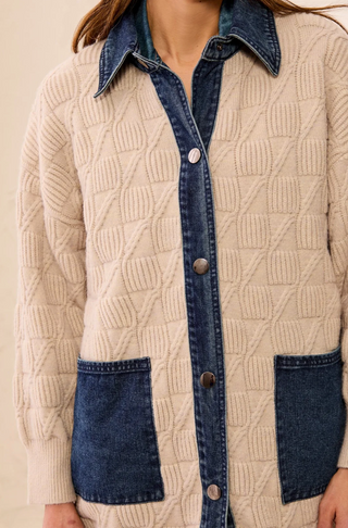 Tribal Chunky Cable Knit Coatigan | Suede