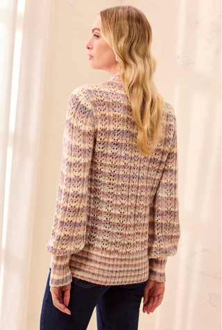 Tribal Pointelle Stripe Mock Neck Sweater | Pansy