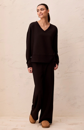 Tribal Techo Lux V-Neck Pullover | Black + Sanddune