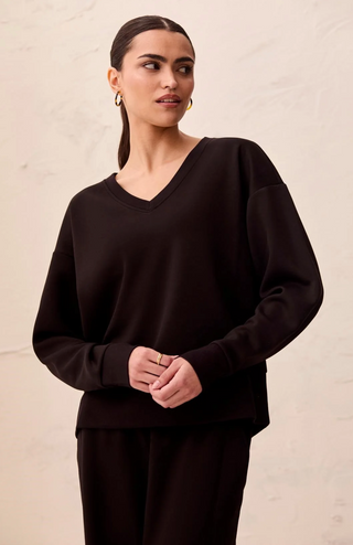 Tribal Techo Lux V-Neck Pullover | Black + Sanddune