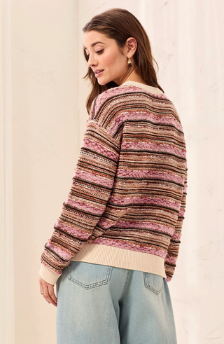 Tribal Textured Yarn Die Striped Sweater | Nostalgia