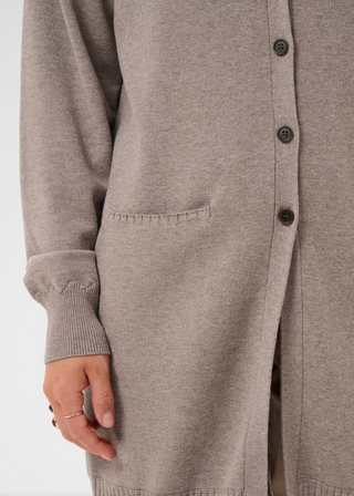 Cream Dela Long Cardigan | Taupe