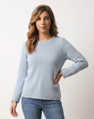 Skovhuus Popcorn Zip Sweater | Blue