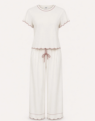 Priv Rosewood Silky PJ Set | Black + Ivory