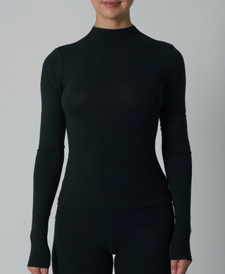 Priv Mockneck Long Sleeve | Black + Espresso
