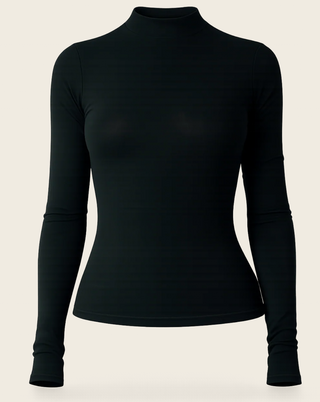 Priv Mockneck Long Sleeve | Black + Espresso