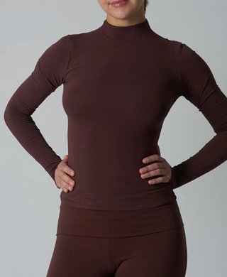 Priv Mockneck Long Sleeve | Black + Espresso