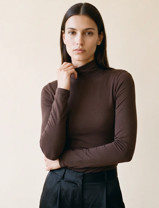 Priv Mockneck Long Sleeve | Black + Espresso