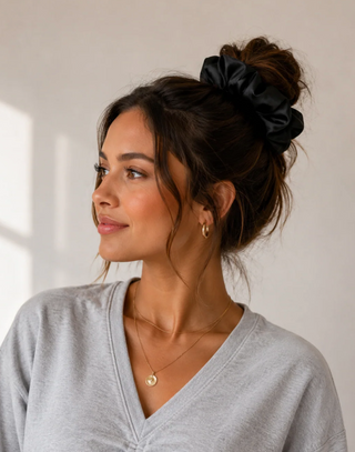 Priv Oversized Scrunchie | Black + Cream