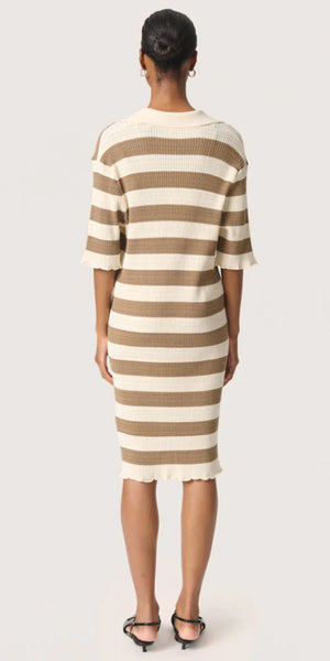 Soaked Striped Knit Polo Dress Polo Dress | White