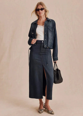 Splendid Ryder Suede Skirt | Dark Rinse