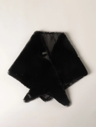 Lyla & Luxe Triangle Faux Fur Scarf | Black + Brown