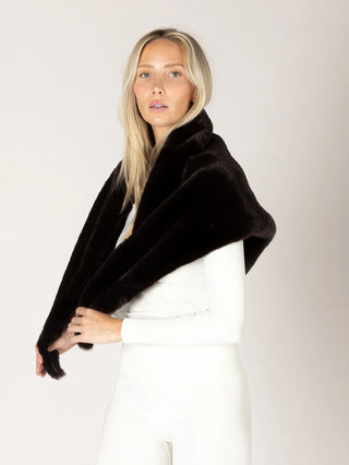 Lyla & Luxe Triangle Faux Fur Scarf | Black + Brown