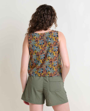 Toad & Co Sunkissed Button Back Tank | Black Floral
