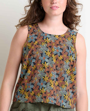 Toad & Co Sunkissed Button Back Tank | Black Floral