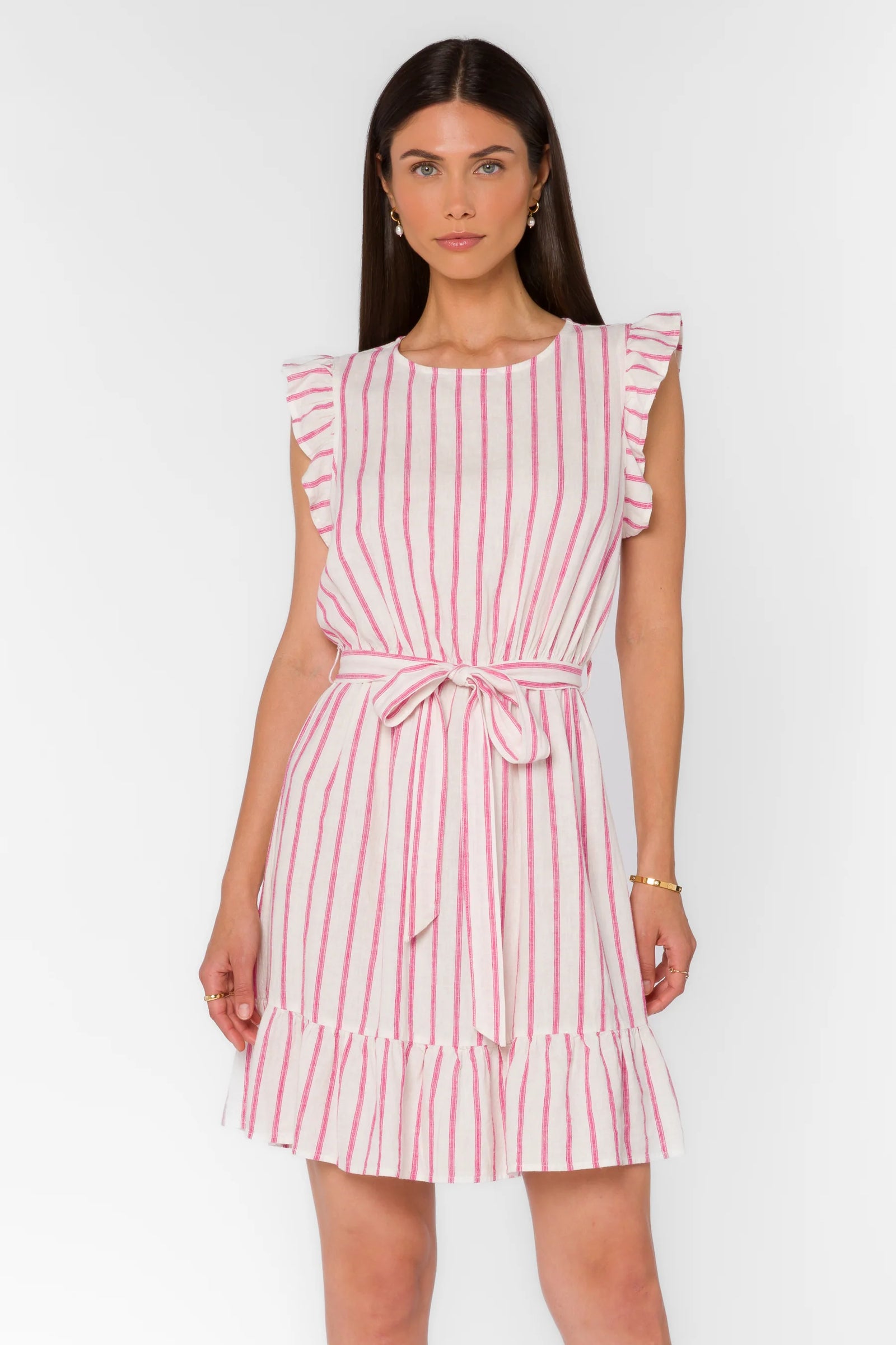 Velvet Heart Tabatha Sleeveless Ruffle Sleeve Dress | Fuchsia