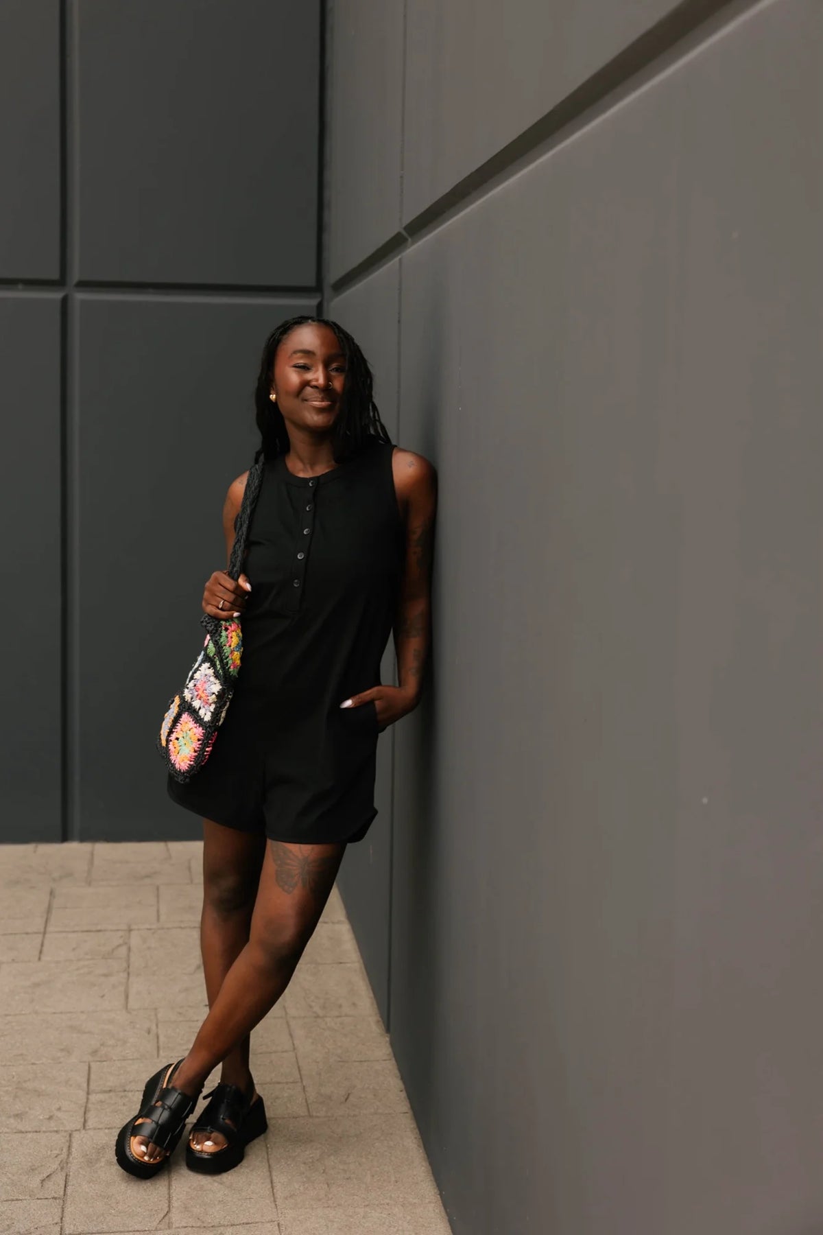 Smash & Tess Tia Shorty Romper | Black + Tiger