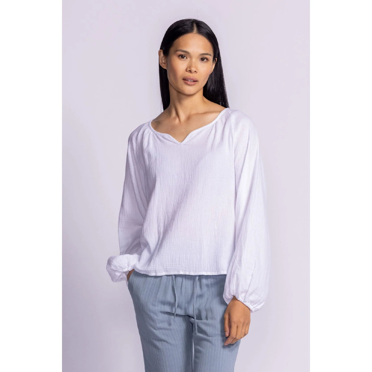 Pink Martini Alexa 100% Cotton Top | White & Black