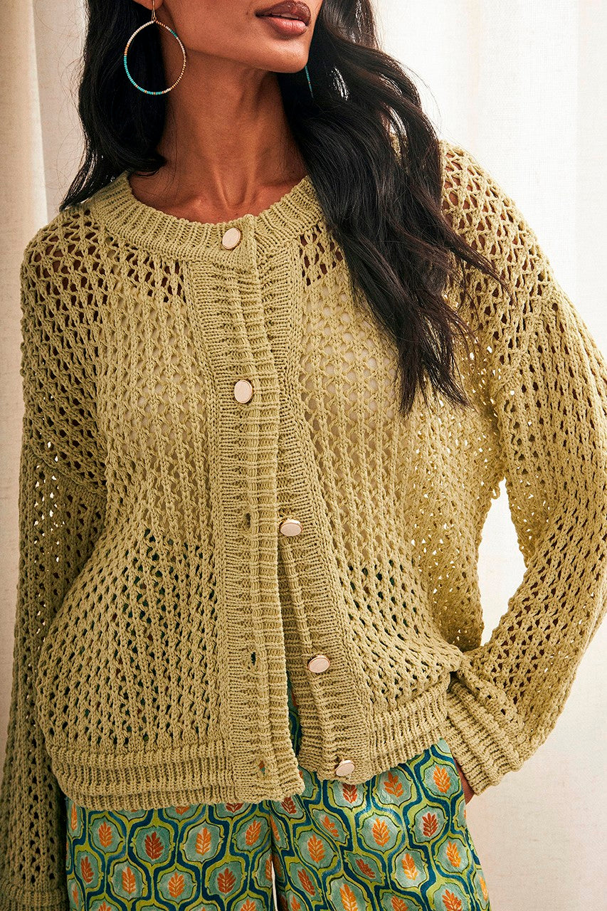 NKN Buttoned Knit Cardigan | Lime