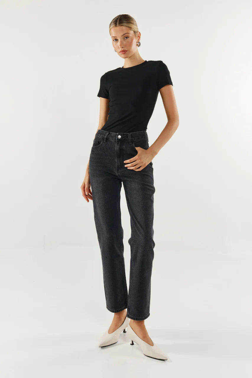 Madison The Label Tammy Baby Tee | Black + Sage