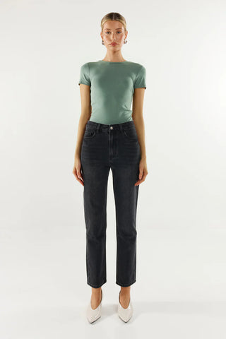 Madison The Label Tammy Baby Tee | Black + Sage