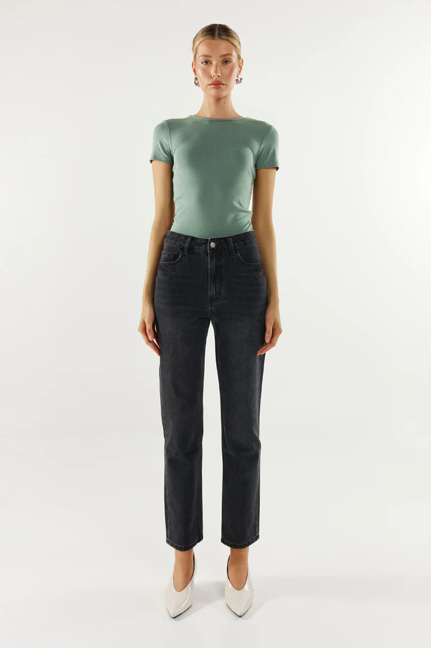 Madison The Label Tammy Baby Tee | Black + Sage