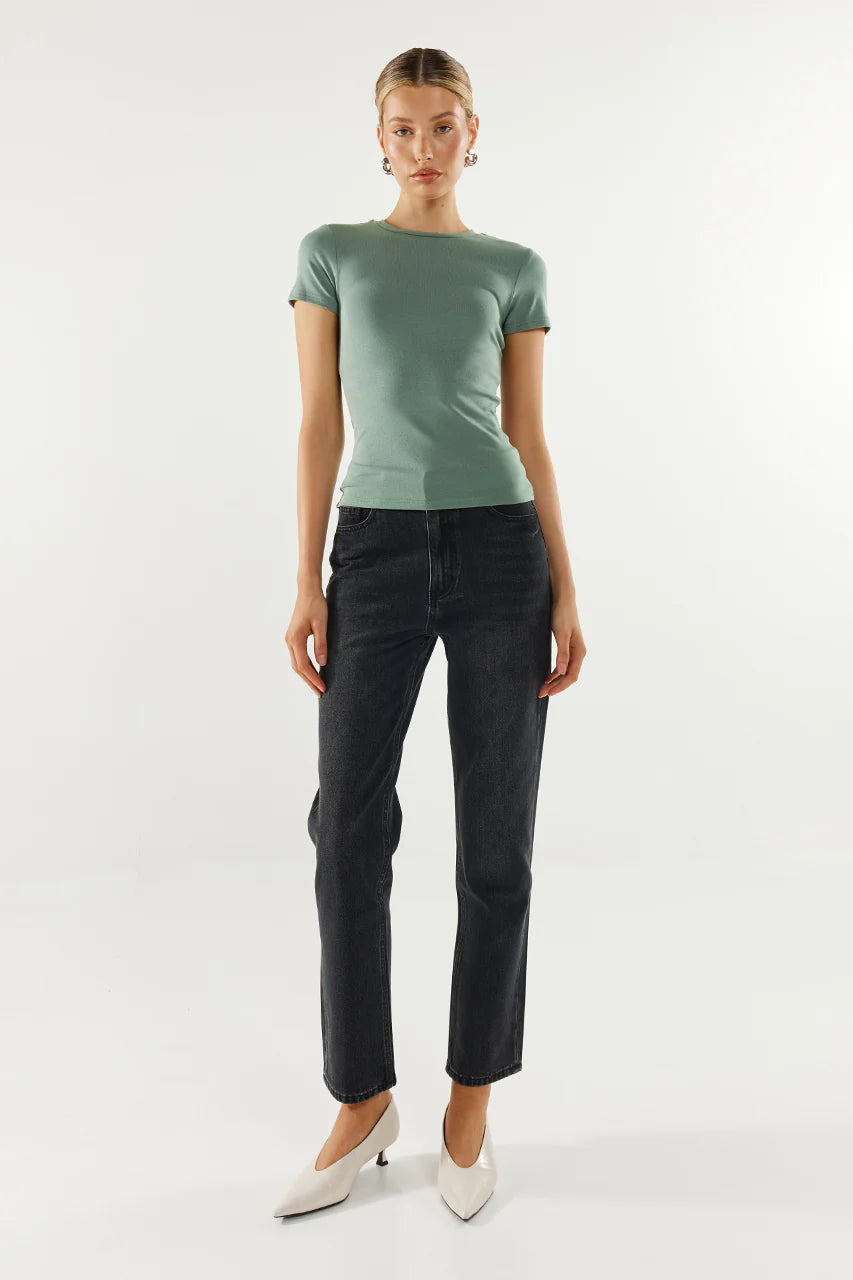 Madison The Label Tammy Baby Tee | Black + Sage