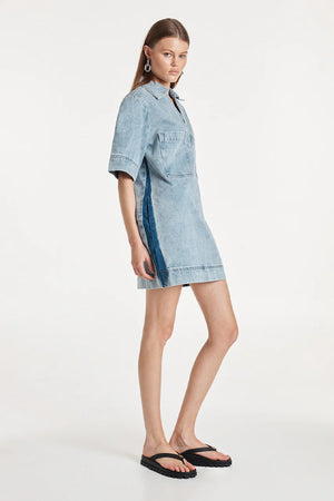 Madison The Label Tara Dress | Denim Two Tone