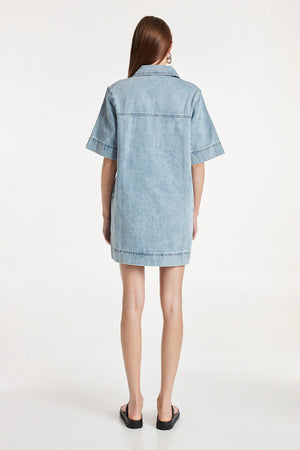 Madison The Label Tara Dress | Denim Two Tone