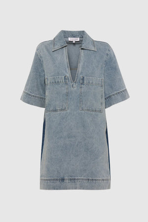 Madison The Label Tara Dress | Denim Two Tone