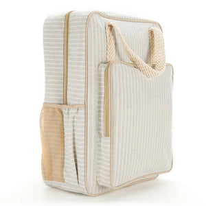 So Young All Day Backpack | Pin Stripe, Navy + Ecru