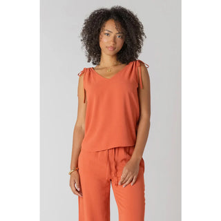 Room 34 V-Neck Tie Shoulder Top | Copper