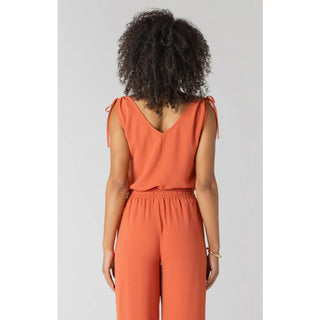 Room 34 V-Neck Tie Shoulder Top | Copper