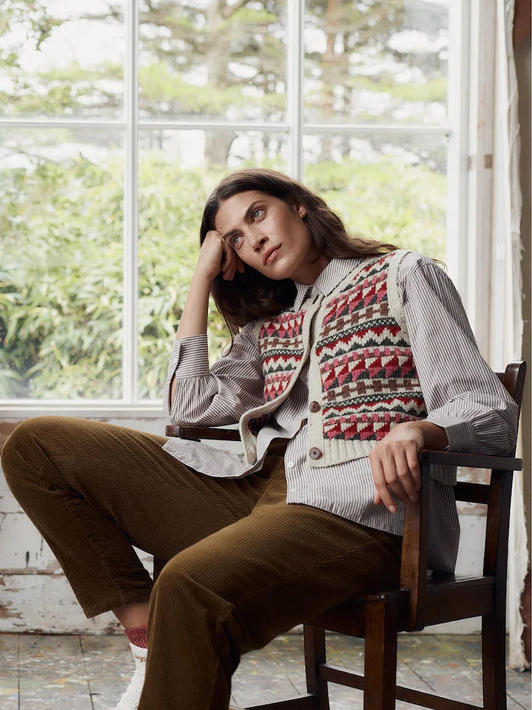 Seasalt Cornwall Red Dawson Pick Fair Isle Vest