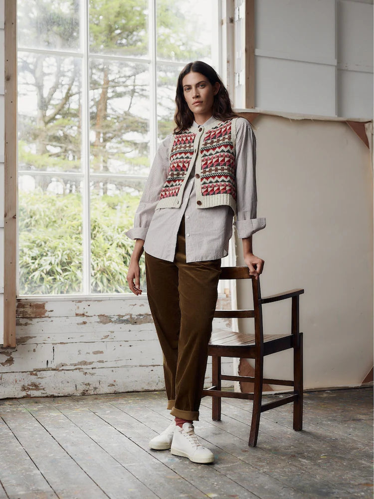 Seasalt Cornwall Red Dawson Pick Fair Isle Vest