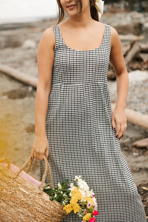 Smash & Tess Valentina Midi Dress in | Black + White Gingham