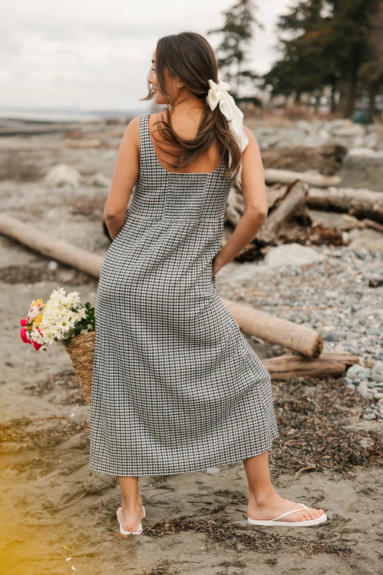 Smash & Tess Valentina Midi Dress in | Black + White Gingham